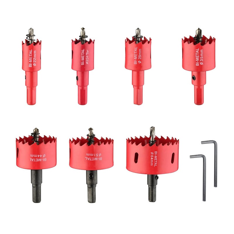dashap 7PCS Bi-Metal Hole Saw Kit, Carbide Hole Saw Set for Thin Metal and Wood, Cutting Diameter 7/8'' to2-1/2'',for Gerneral Purpose - Image 1